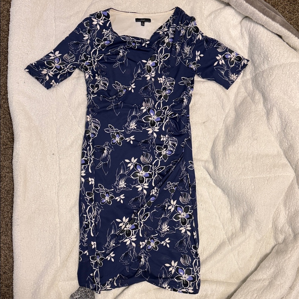 R&K Navy Floral Midi Dress